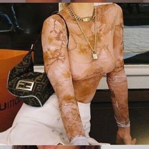 Yesstyle Trendy Printed Mesh Top